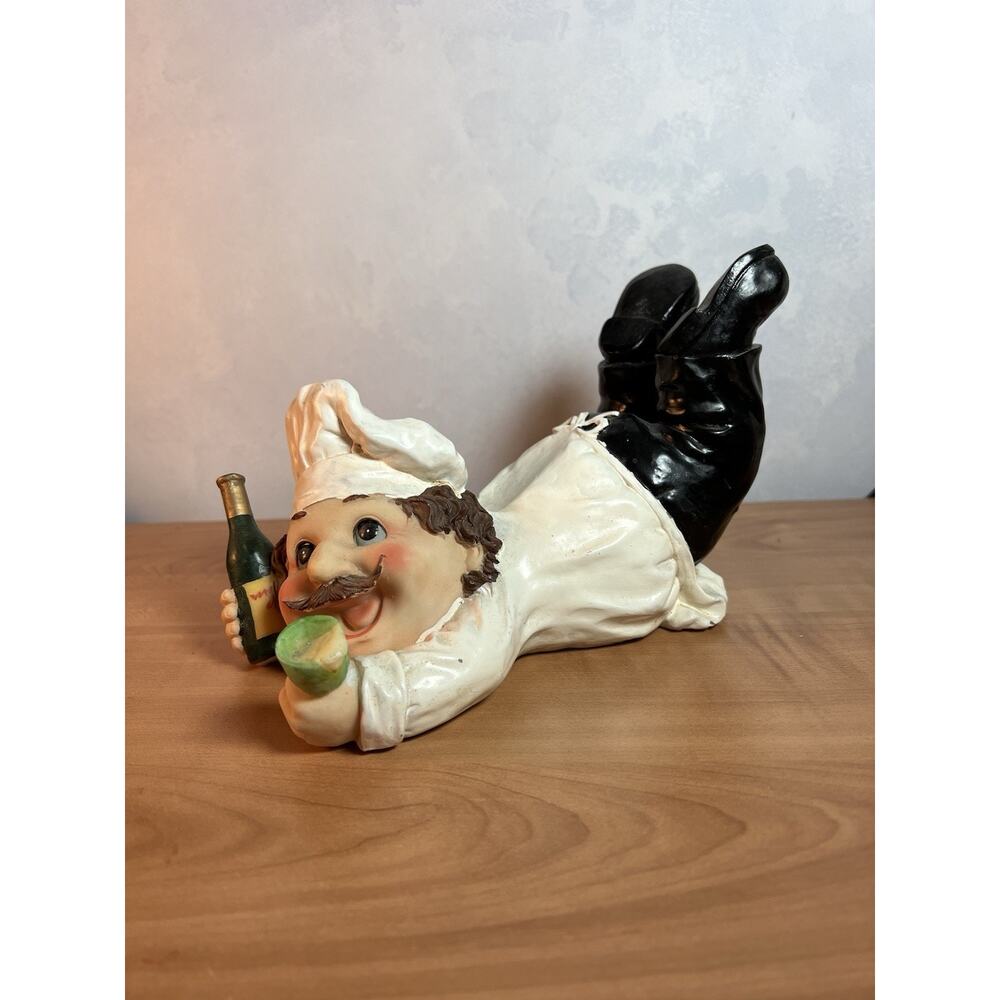 Fat Italian Chef Kitchen Decor Wine Bottle Holder Heavy Resin